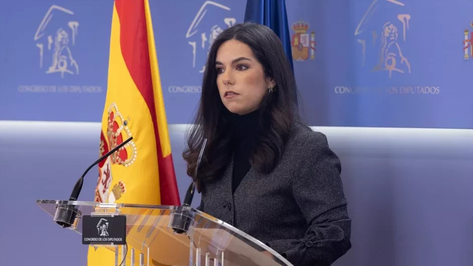 La portavoz de Vox en el Congreso, Pepa Millán, en una rueda de prensa