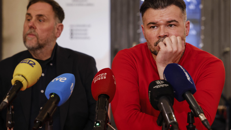 Imagen de Oriol Junqueras y Gabriel Rufián tomada este miércoles en Valencia