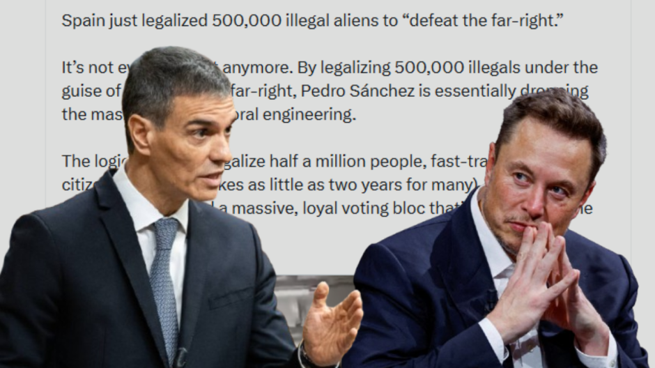 Fotomontaje entre Pedro Sánchez y Elon Musk