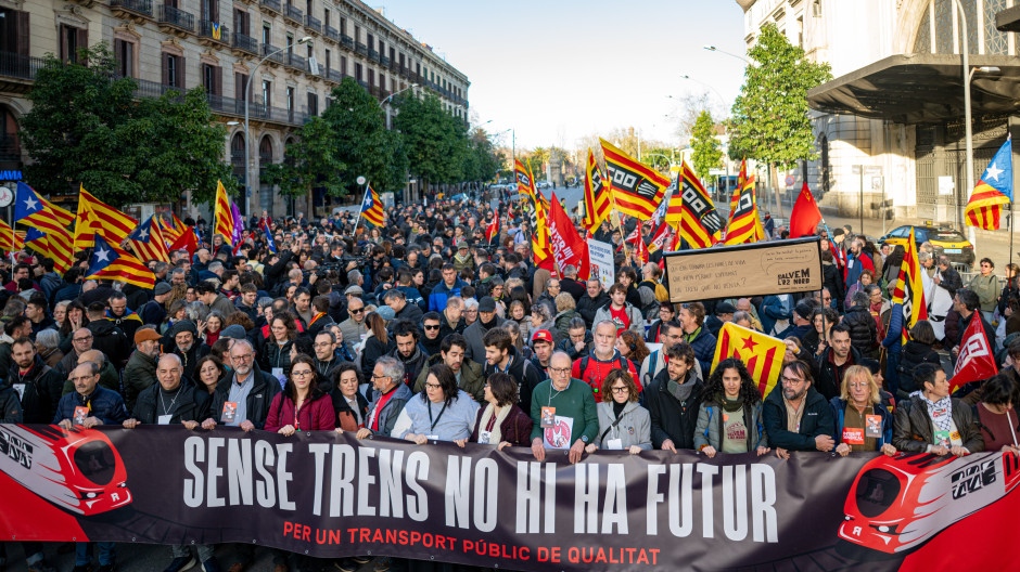 Manifestación para denunciar el servicio de Rodalies en Barcelona