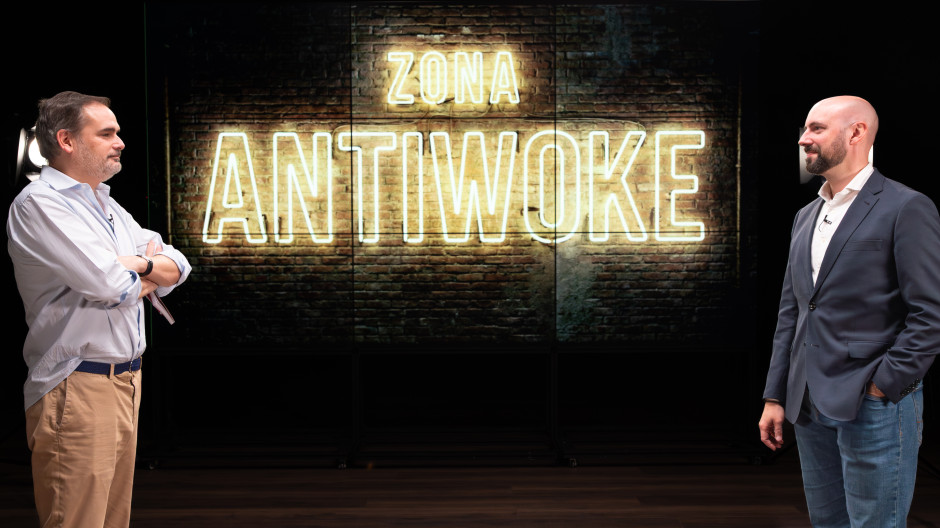 Álex Navajas y José Antonio Méndez en el plató de Zona Antiwoke