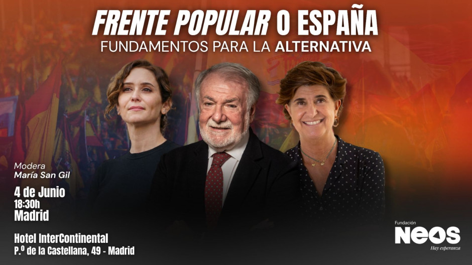 Ayuso y Mayor Oreja dialogan junto a San Gil en el 'Foro Neos: Frente Popular o España', en directo