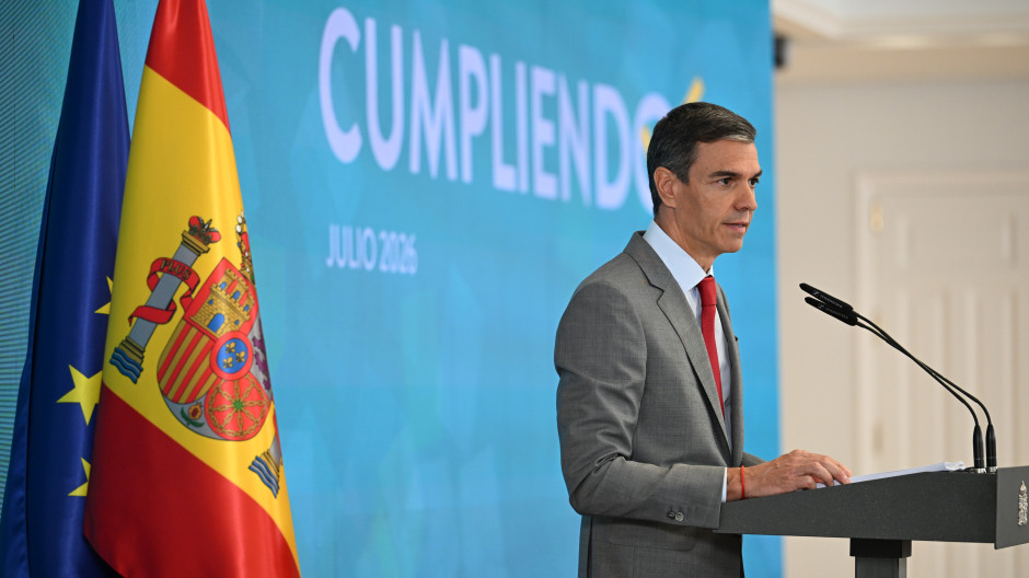 El presidente del Gobierno, durante su comparecencia de este martes en la Moncloa