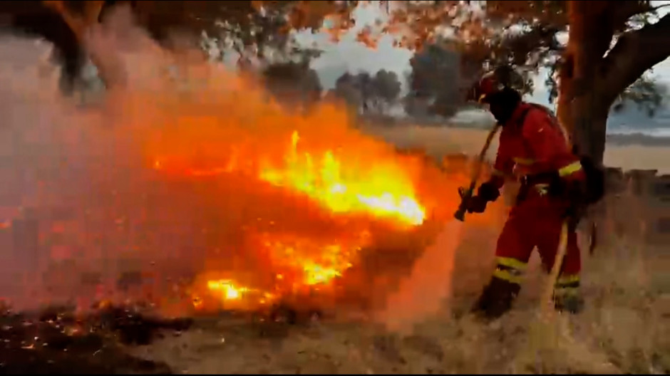 Imagen de la UME en los trabajos del incendio de Zamora