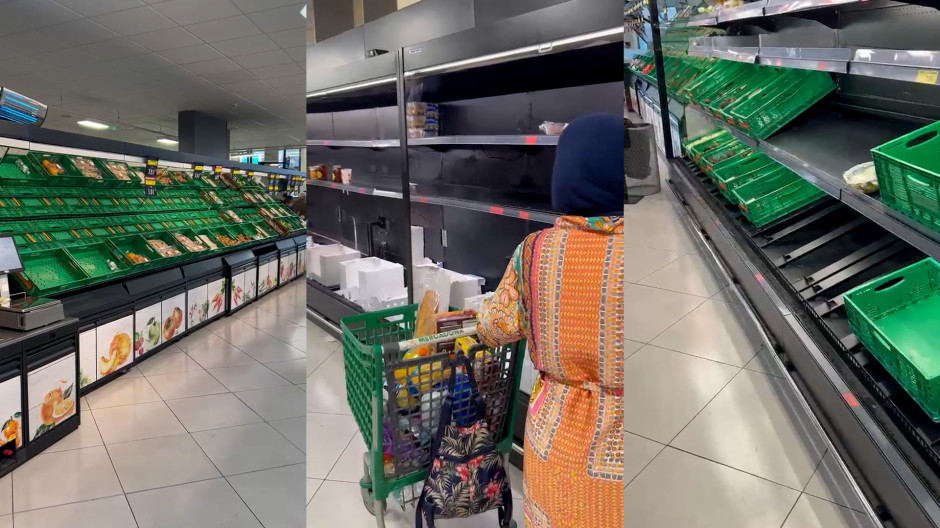 Estanterías de un supermercado ceutí a última hora de la tarde