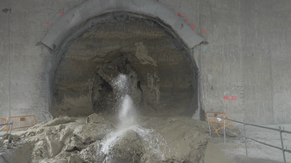 La tuneladora 'Mayrit' a su llegada a la estación de Palos de la Frontera
