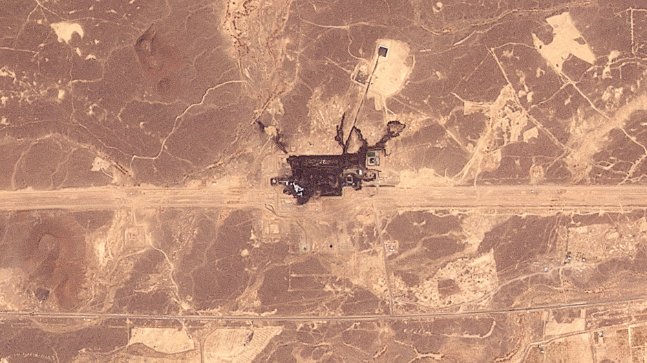 Vista satelital de una instalación del sistema de oleoductos de Arabia Saudí