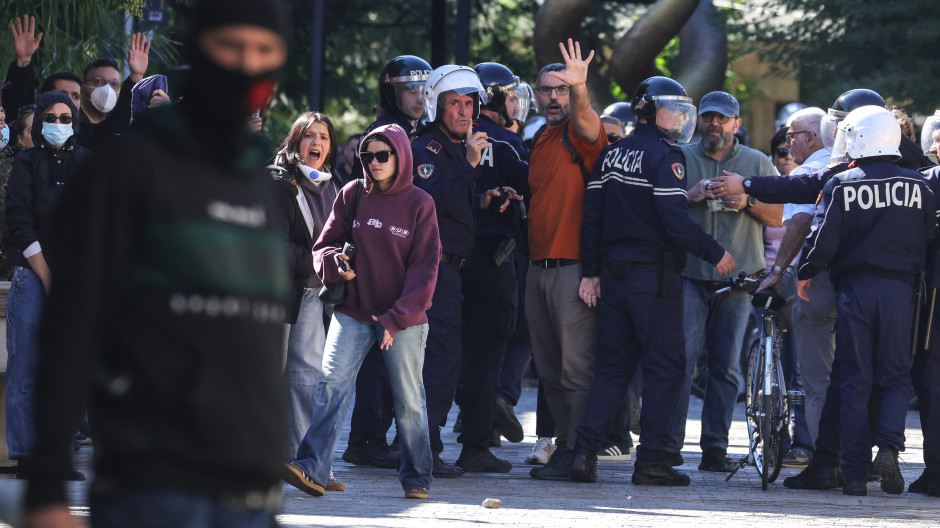 Manifestaciones estudiantiles en Tirana, Albania