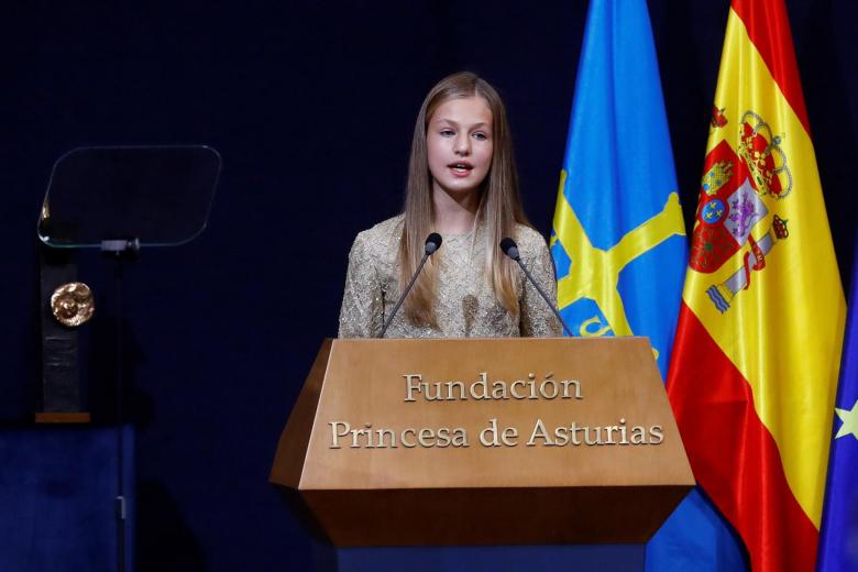 Spain's Crown Princess Leonor  during the delivery of Princess of Asturias Awards 2020, in Oviedo, on Friday 16 October 2020.