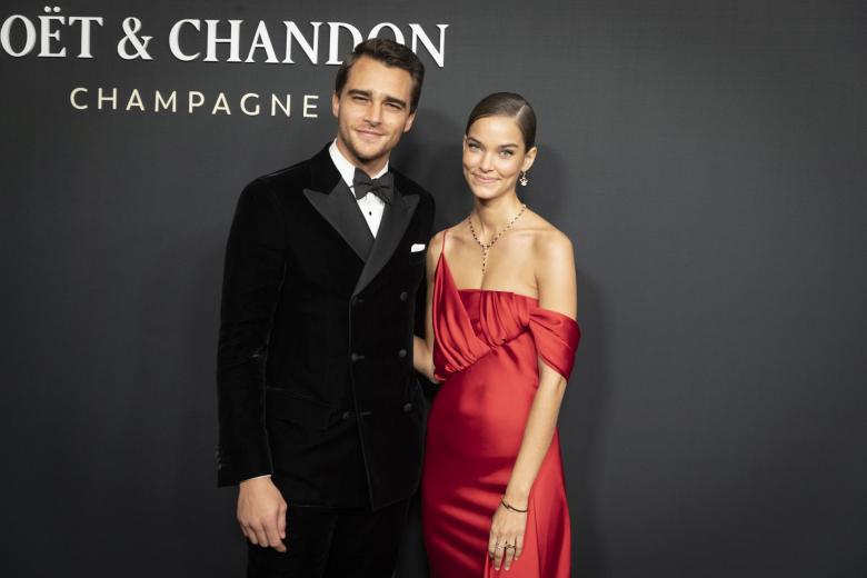 Pepe Barroso Silva and model Gara Arias at photocall for Moet Chandon Effervescence event in Madrid on Thursday, 2 December 2021.