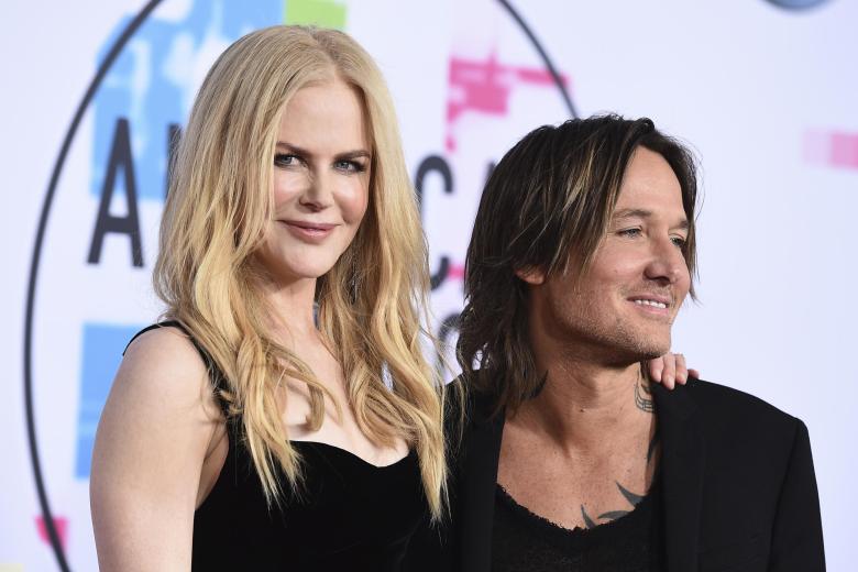 Actress Nicole Kidman, left, and Keith Urban during 45th annual American Music Awards on Sunday, Nov. 19, 2017, in Los Angeles.