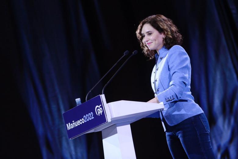 La presidenta de la Comunidad de Madrid Isabel Díaz Ayuso, en el cierre de la campaña del Partido Popular en Valladolid