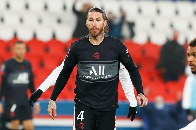 Sergio Ramos of PSG in action during the French championship soccer, Ligue 1 Uber Eats, between Paris Saint Germain and Stade Brestois at Parc des Princes Stadium, Paris, France, on January 15, 2022.