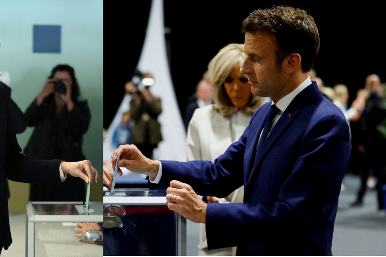 Marine Le Pen y Emmanuel Macron candidatos a la presidencia de Francia votaron esta mañana en París
