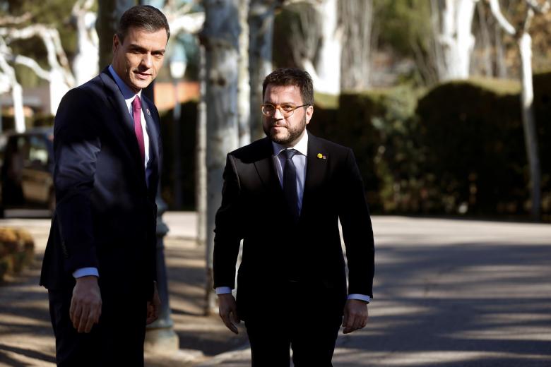 Pedro Sánchez y Pere Aragonès, en una visita del Gobierno de la Generalitat a la Moncloa
