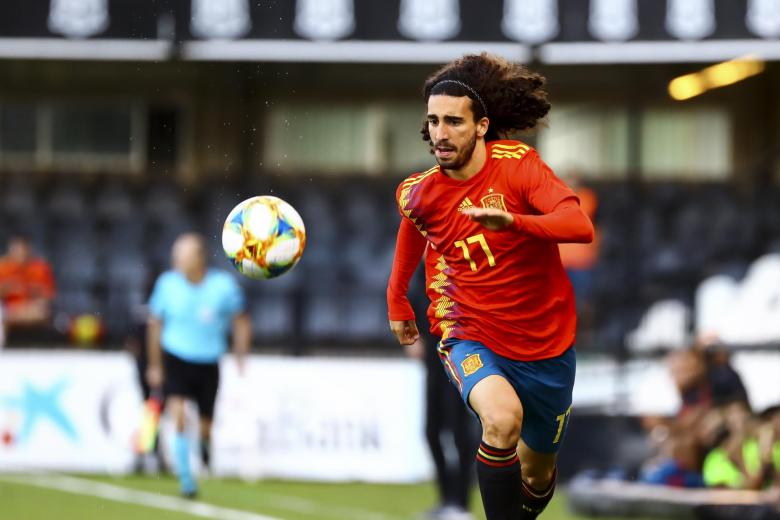 Marc Cucurella en un partido con la selección española sub21