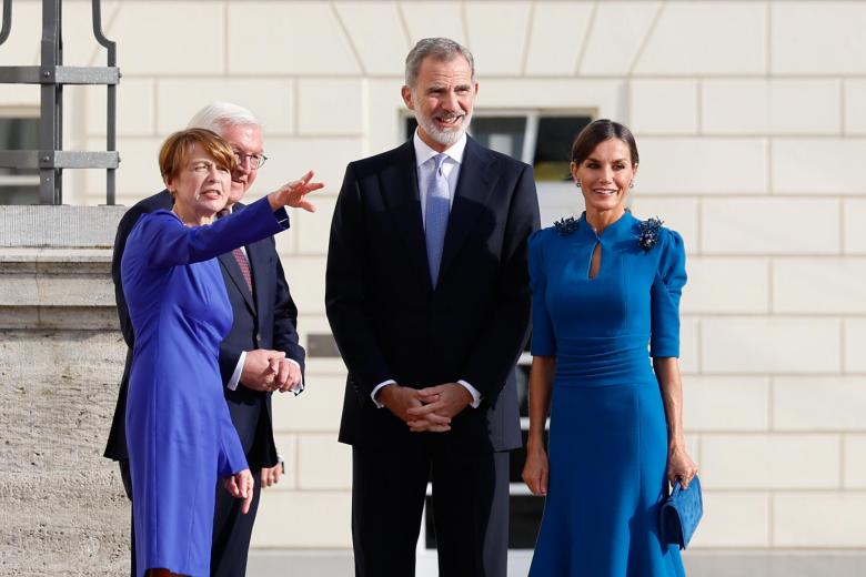 Spanish King Felipe VI and Letizia during welcome ceremony at the BellevuePalace on ocassion the official visit to Germany in Berlin on Monday 17 October 2022.