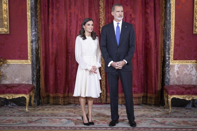 Spanish King Felipe VI and Letizia with Mario Abdo and wife Silvana Lopez during a luncheon ceremony for Paraguay President on ocassion his official visit to Spain in Madrid on Thursday, 3 November 2022.