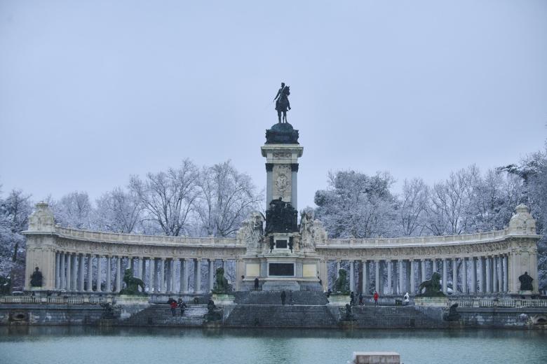 El Parque del Retiro durante la Filomena, Madrid.