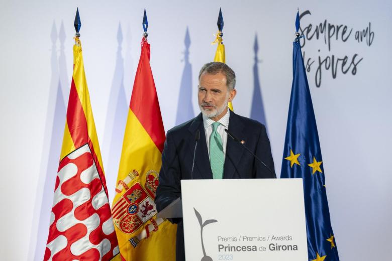 El Rey Felipe VI interviene en la ceremonia de entrega de los Premios Princesa de Gerona