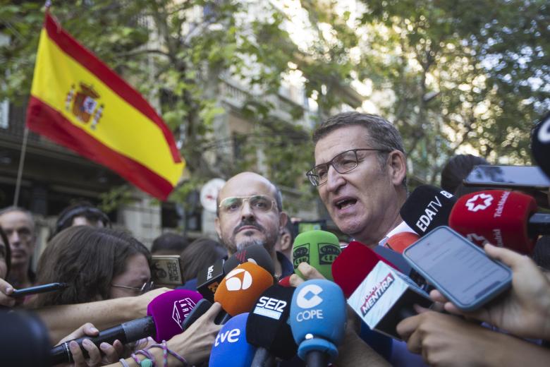 Alberto Núñez Feijóo, líder del PP, ha acudido a la protesta condenando enérgicamente una amnistía