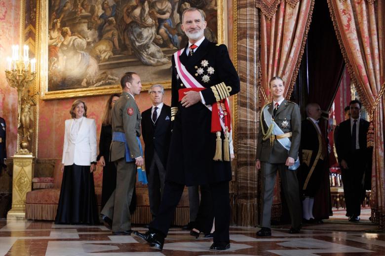 El Rey Felipe VI durante la recepción en la Pascua Militar, en el Palacio Real