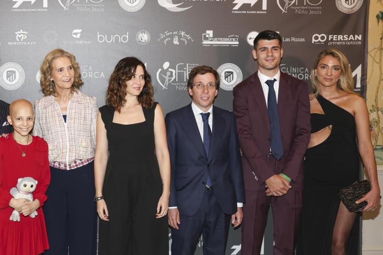 Gonzalo Caballero, Maria, Jose Luis Martinez Almeida, Alvaro Morata and Alice Campello, Lea Vicens, Infanta Elena de Borbon and Isabel Diaz Ayuso during presentation La Sonrisa de Maria BullfightingCartel in Madrid on Thursday, 22 February 2024.