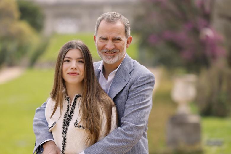 King of Spain Felipe VI with his daughter infanta Sofia during the UEFA Euro 2024 match between Spain and England, Final, played at Olympiastadion on July 14, 2024 in Berlin, Germany.