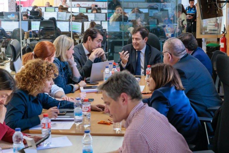 Mañueco, este lunes, en en la Agencia de Seguridad y Emergencias 112 , por el apagón