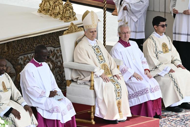 Pope Leo XIV leads a Holy Mass for the Beginning of his Pontificate, in St Peter's square in The Vatican on May 18, 2025. (Photo by Filippo MONTEFORTE / AFP)