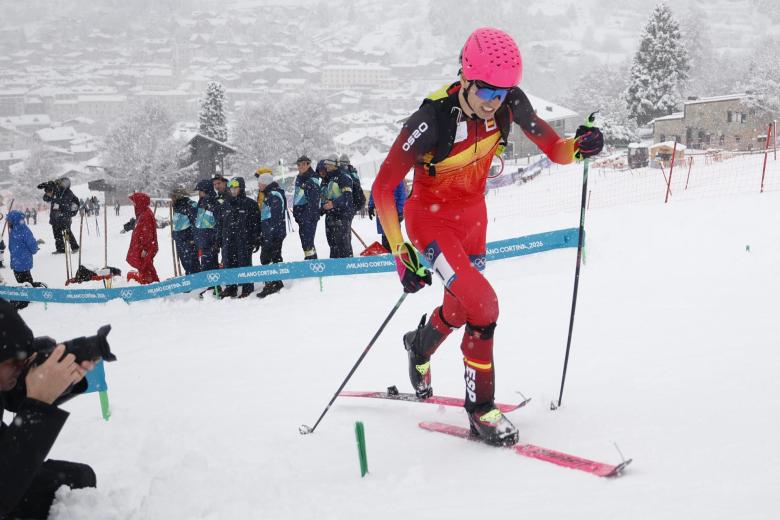 Oriol Cardona, en acción durante la final del sprint masculino de esquí de montaña