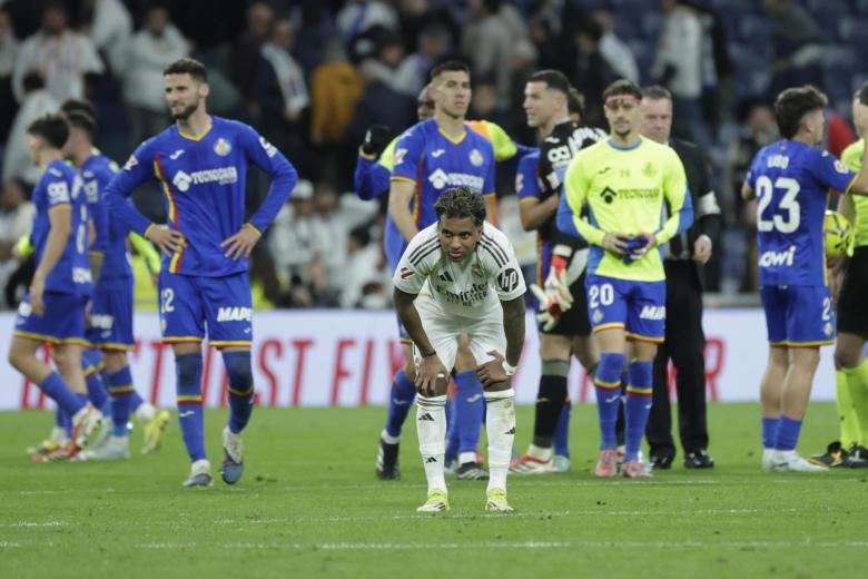 Rodrygo, a la finalización del encuentro ante el Getafe