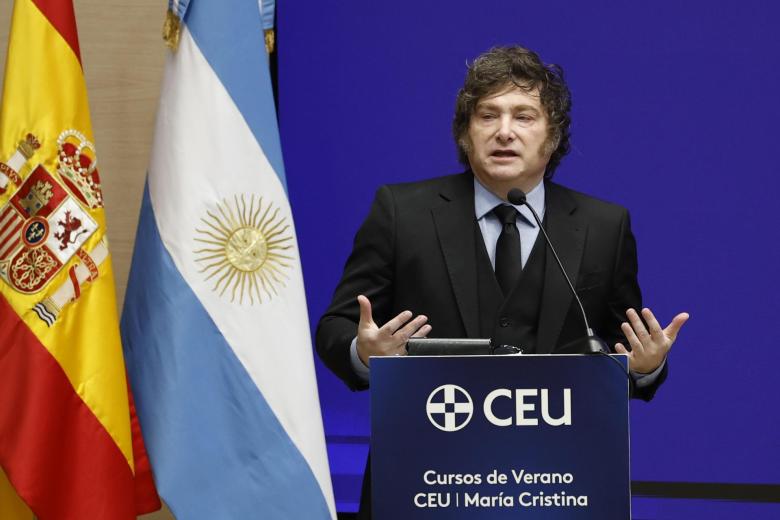 Javier Milei, durante su discurso de inauguración