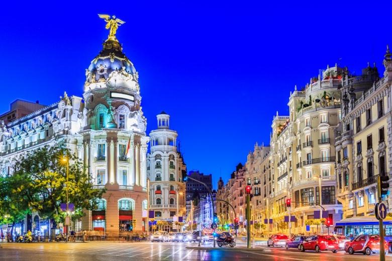 Gran Vía madrileña. Una de las localizaciones del anuncio de la Lotería de Navidad en 2017