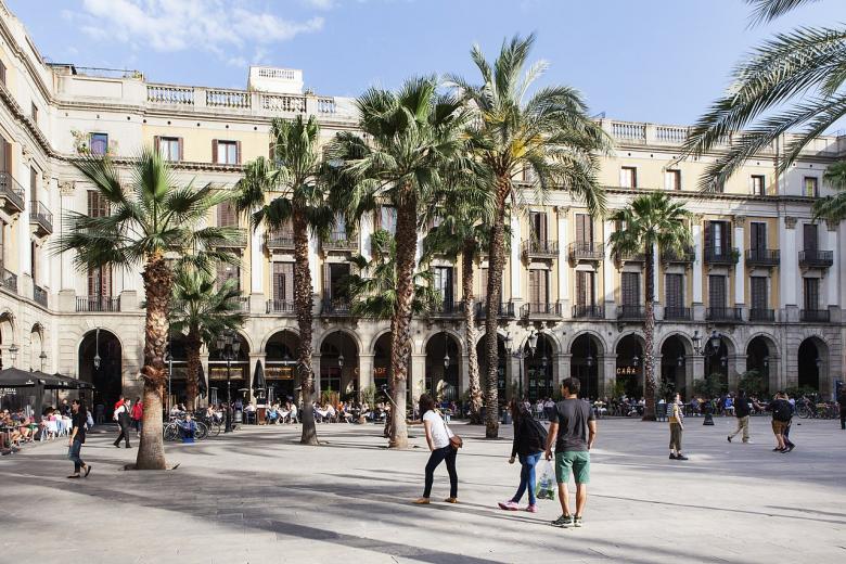 Plaza Real de Barcelona. Lugar elegido para el rodaje de la Lotería de Navidad en 2020
