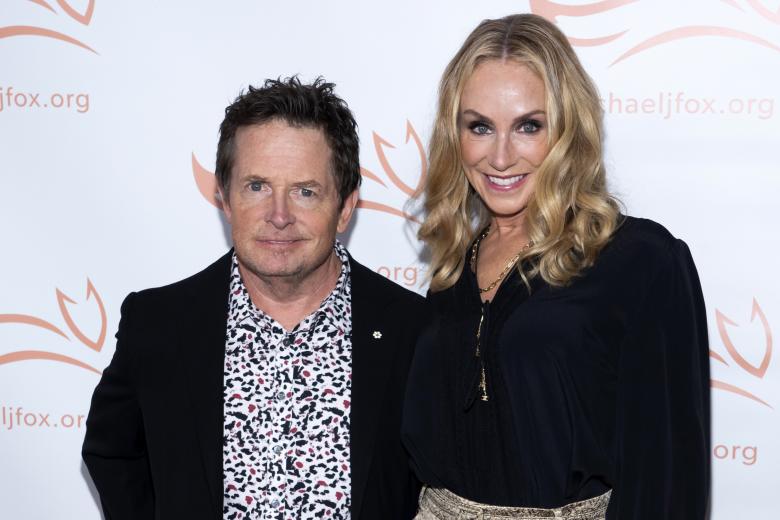 Actor Michael J. Fox and Tracy Pollan attending "A Funny Thing Happened on the Way to Cure Parkinson's" gala benefiting MichaelJFox Foundation on Saturday, Oct. 23, 2021, in New York.