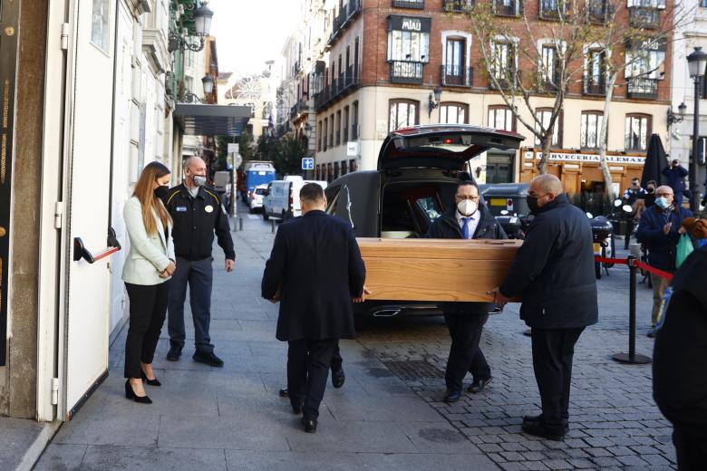 Coffin at burial of Veronica Forque in Madrid on Wednesday, 15 December 2021.