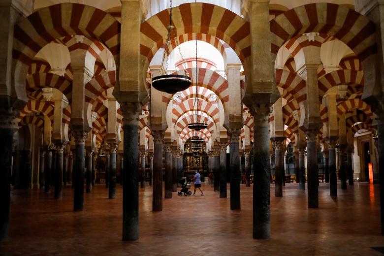 A man visits the former Mosque of Cordoba open to the public, as some Spanish provinces are allowed to ease lockdown restrictions during phase two, amid the coronavirus disease (COVID-19) outbreak, in Cordoba, Spain, May 25, 2020.  *** Local Caption *** .