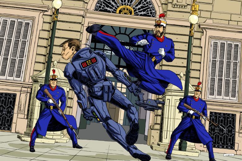 Las patadas ninja son útiles para ahuyentar a intrusos por la puerta del Príncipe del Palacio Real de Madrid.