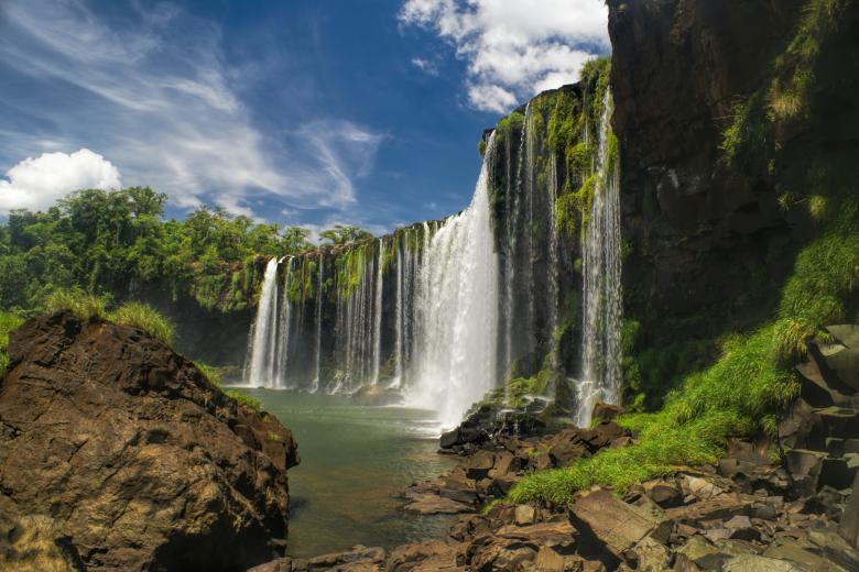 Scenic view of Iguazu waterfalls in Argentina