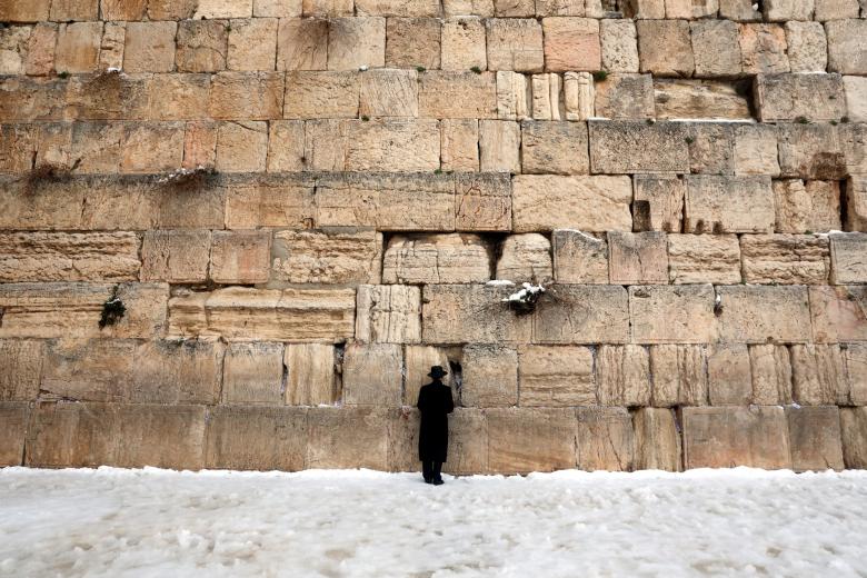 El Muro de las Lamentaciones se ha cubierto de nieve