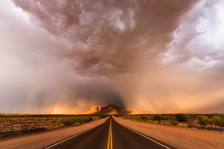 A professional photographer has revealed the reality of storm chasing and some of his craziest shots.
Mike Olbinski, 47, from Phoenix, Arizona, US, spends a lot of his time chasing and finding the best storms to photograph across the US – and he says the experience is exhilarating.