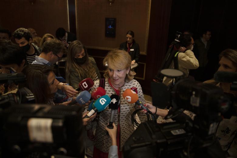 Esperanza Aguirre, ex presidenta de la Comunidad de Madrid, en el acto de El Debate con Alberto Núñez Feijóo