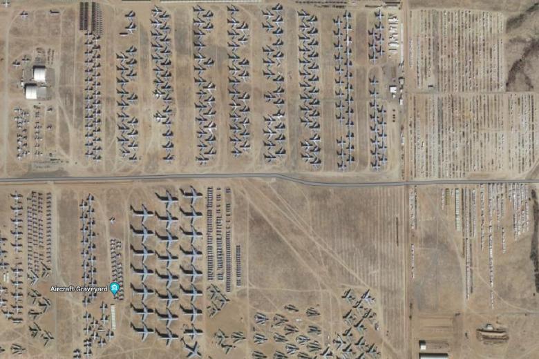 Google Maps permite ver el cementerio de aviones más grande del mundo. Es la base aérea David Monthan, en Arizona (EE.UU)