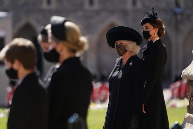 Britain's Kate Middleton, Duchess of Cambridge during funeral of the Duke of Phillip of Edinburgh in Windsor on Saturday April 17, 2021.
