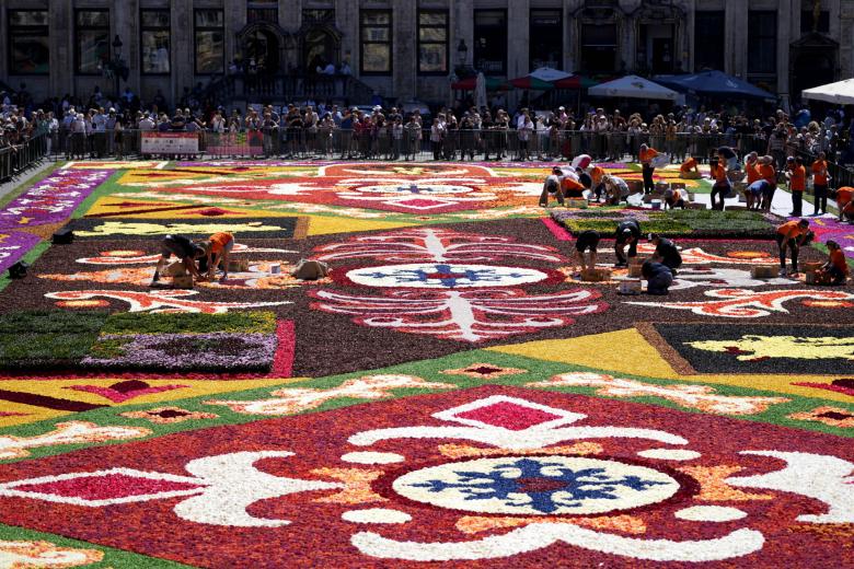 Así luce la alfombra de flores instalada este año en la Grand Place de Bruselas