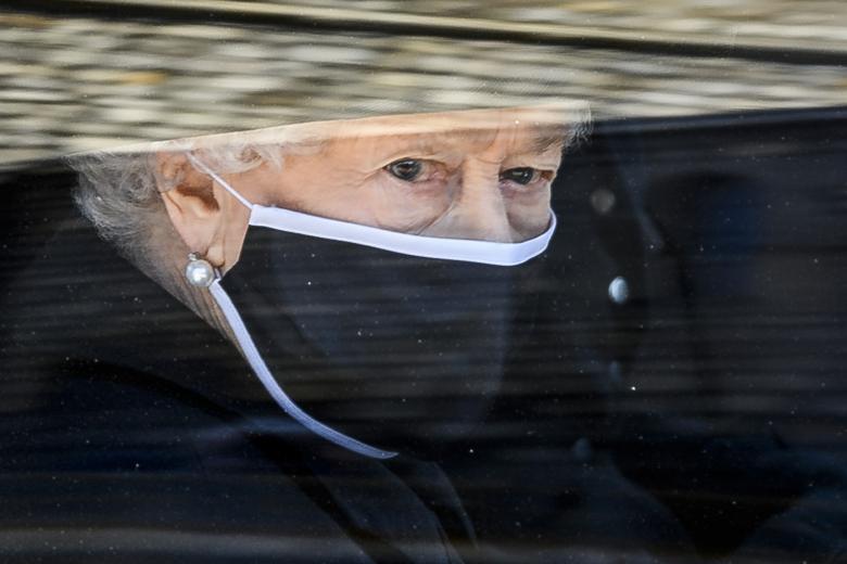 Britain's Queen Elizabeth II during funeral of the Duke of Phillip of Edinburgh in Windsor on Saturday April 17, 2021.