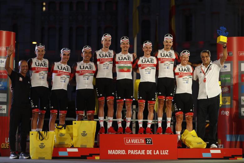 El equipo UAE, ganador de la clasificación por conjuntos de La Vuelta