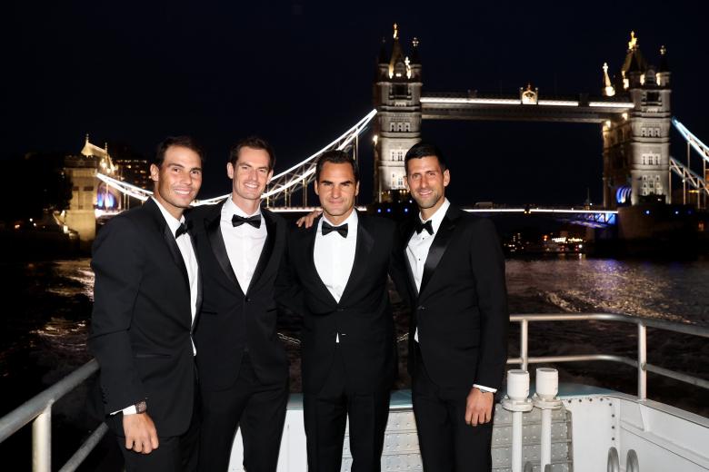Nadal, Djokovic y Murray con Federer en su despedida