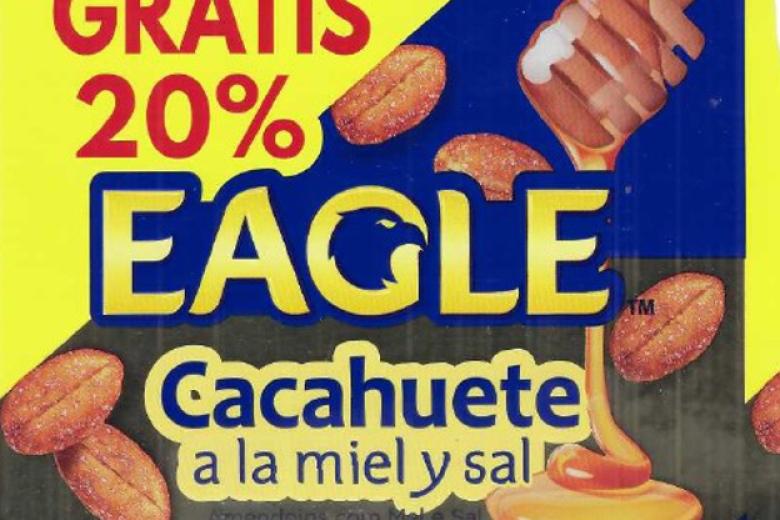 Marca Eagle: cacahuetes a la miel y sal en bolsa de 75 gramos Lotes y fechas de consumo preferente: 1113983 del 06/1/2023 al 01/6/2023 1114052 del 06/1/2023 al 01/6/2023 1114100 del 06/1/2023 al 01/6/2023 1114214 del 06/1/2023 al 01/6/2023 1114312 del 06/1/2023 al 01/6/2023 1114456 del 06/1/2023 al 01/6/2023 1114571 del 06/1/2023 al 01/6/2023 1114692 del 06/1/2023 al 01/6/2023